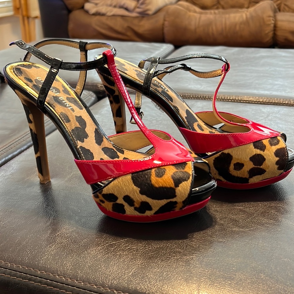 Leopard Red & Black Heels